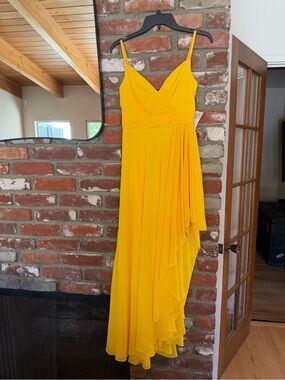 Mac Duggal Canary Yellow High-Low Evening Gown